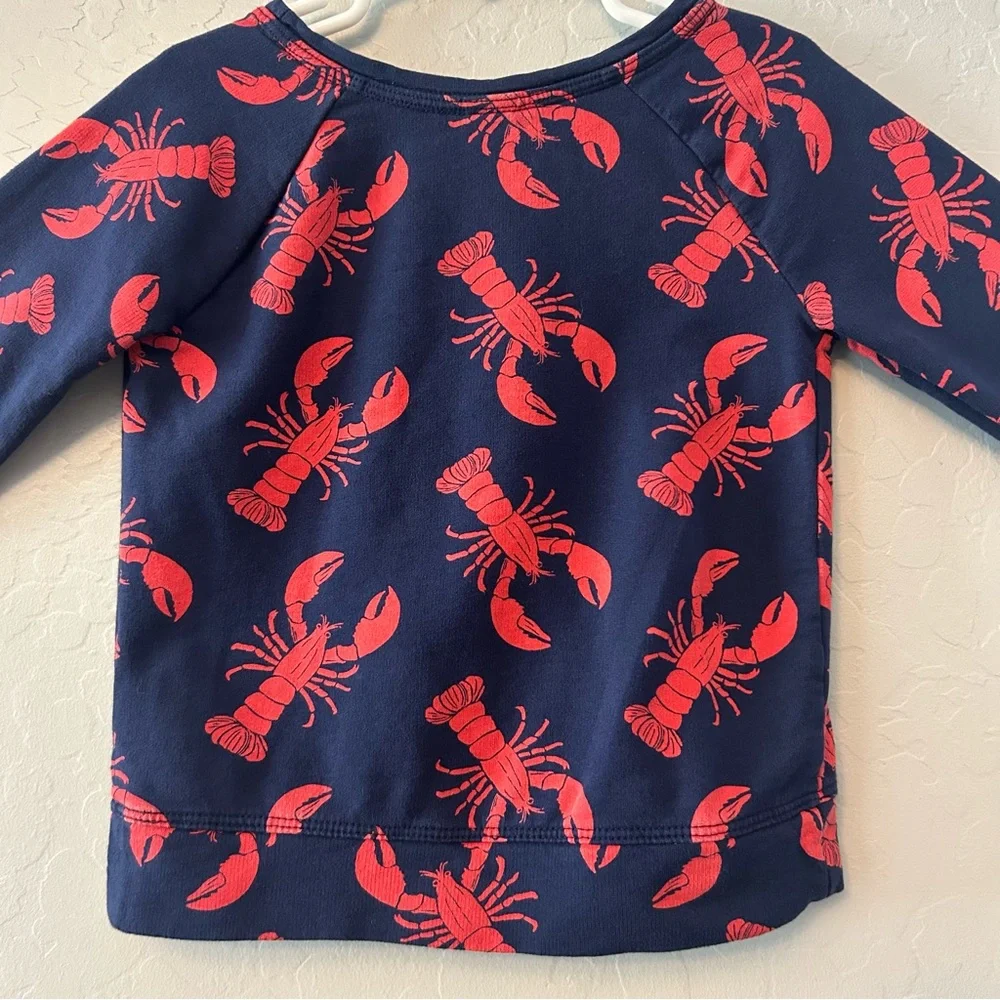 Old Navy long sleeve navy blue and red lobster print sweatshirt size 3T